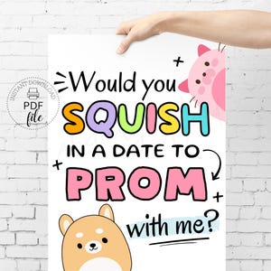Plüschtier PROMposal Zeichen, Kuscheltier Vorschlag, 8x10 16x20 & 18x24 PDF + JPG zum Ausdrucken