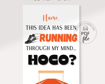 Editable HOCO Running Proposal Sign | Printable Track and Field Homecoming Dance Poster | 11x17 inch PDF File