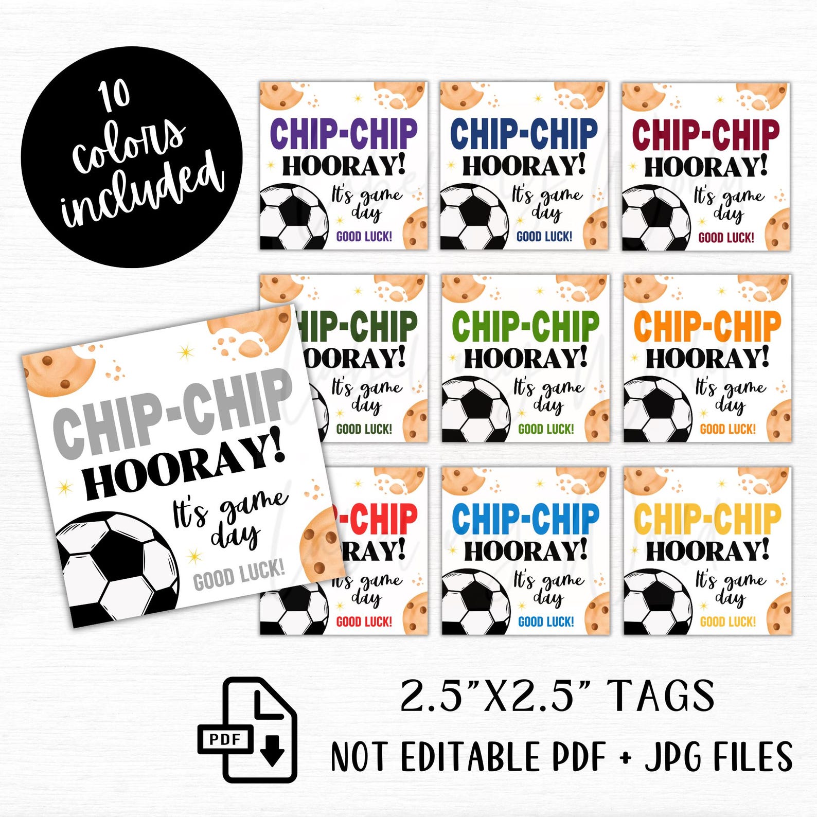 Soccer Chip Chip Hooray It's Game Day Good Luck Gift Tags, Printable ...