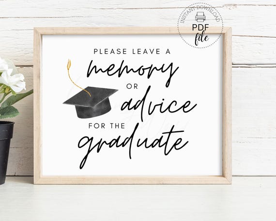 Memories and Advice Graduation Sign, Leave a Memory or Advice for