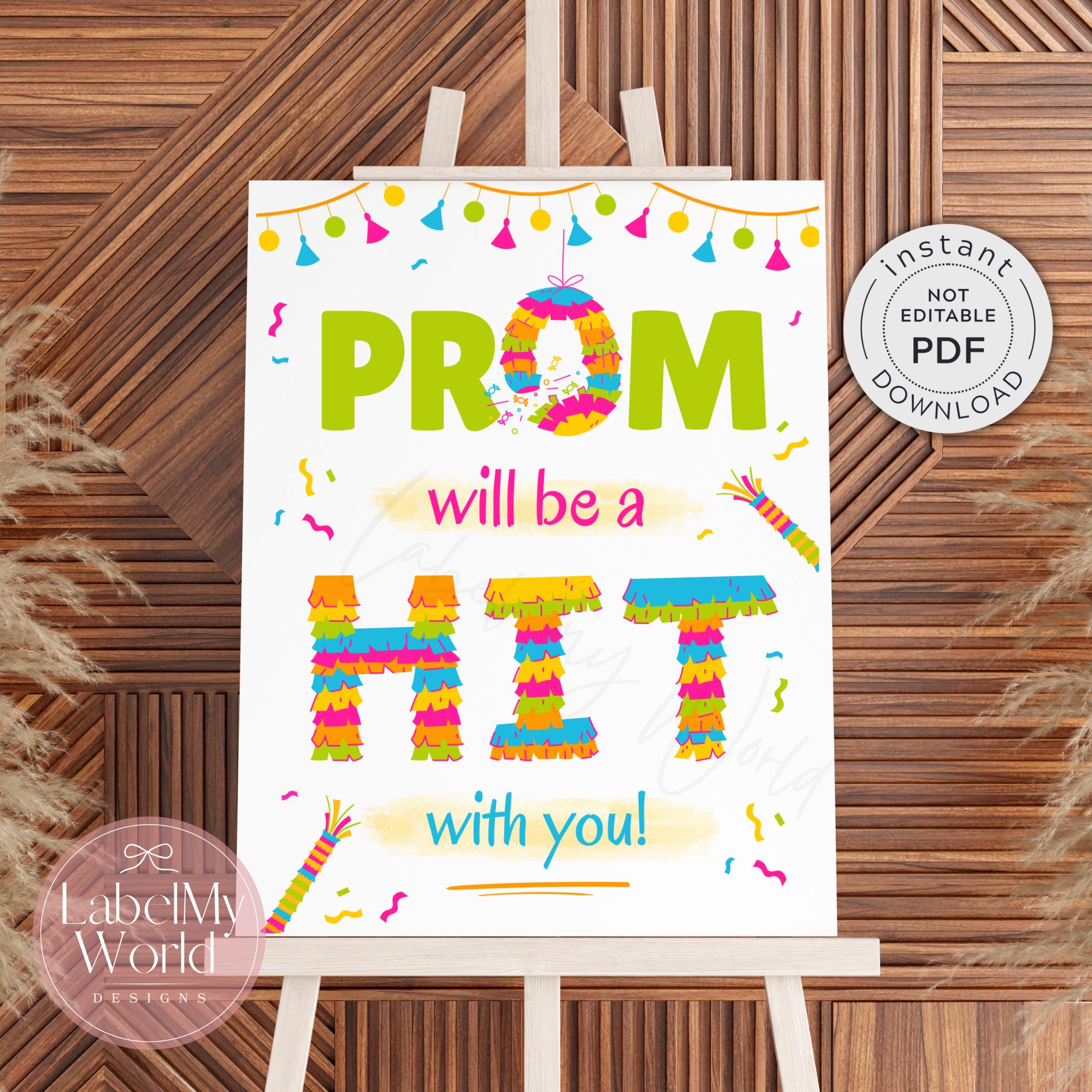 Promposal Example. Sign Printable Piñata Promposal Sign, PROM Will Be a Hit With You Poster ...