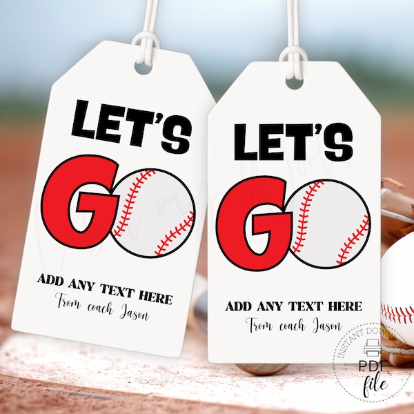Baseball Team Let's Go Tag | Printable Baseball Good Luck Game Day Snacks Tag | Personalized Baseball Favor Tags | Instant Download PDF