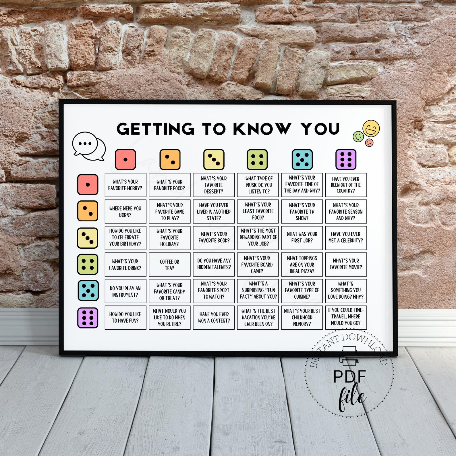 Getting to Know You Icebreaker Dice Game, Roll and Tell Game Template ...