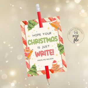 Druckbare Weihnachten Bleistift Tag, Hoffnung, Ihr Weihnachten ist nur Schreiben, Personalisierte Favor Tags 2,5 "x 3,5" Winter Break, Sofort Download PDF + JPG