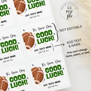 Printable Football Good Luck Tags | Personalized Cheer Team Gift Tag ...