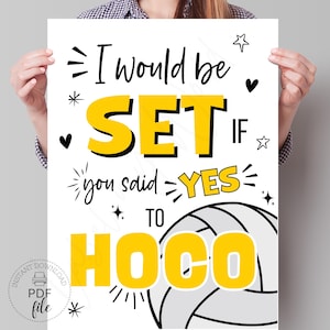 Cartel imprimible de propuesta de bienvenida de voleibol, estaría listo si dijeras que sí al cartel amarillo HOCO, archivos PDF + JPG de 8 x 10, 16 x 20 y 18 x 24