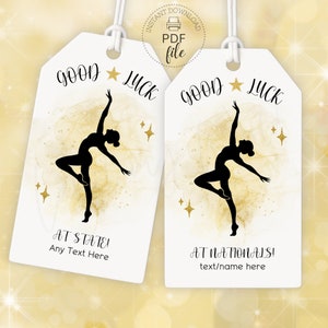 Viel Glück Geschenkanhänger zum Turnen/Tanzteam, Sofort Download, Viel Glück Geschenkanhänger, Personalisierte Geschenkanhänger zum Turnen und Tanzen