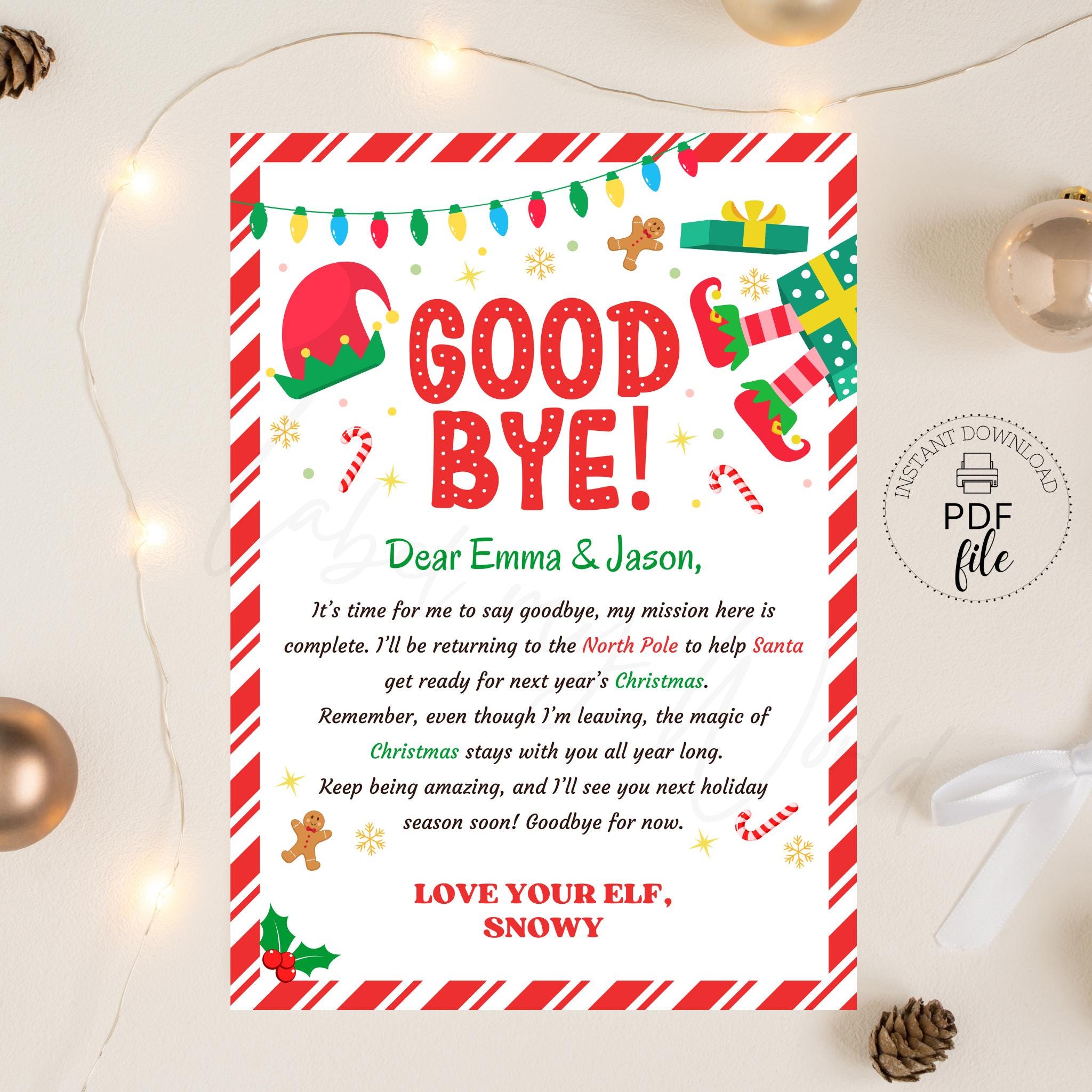Printable Elf/elves Arrival & Goodbye Letters, Christmas Elf Return 5 ...