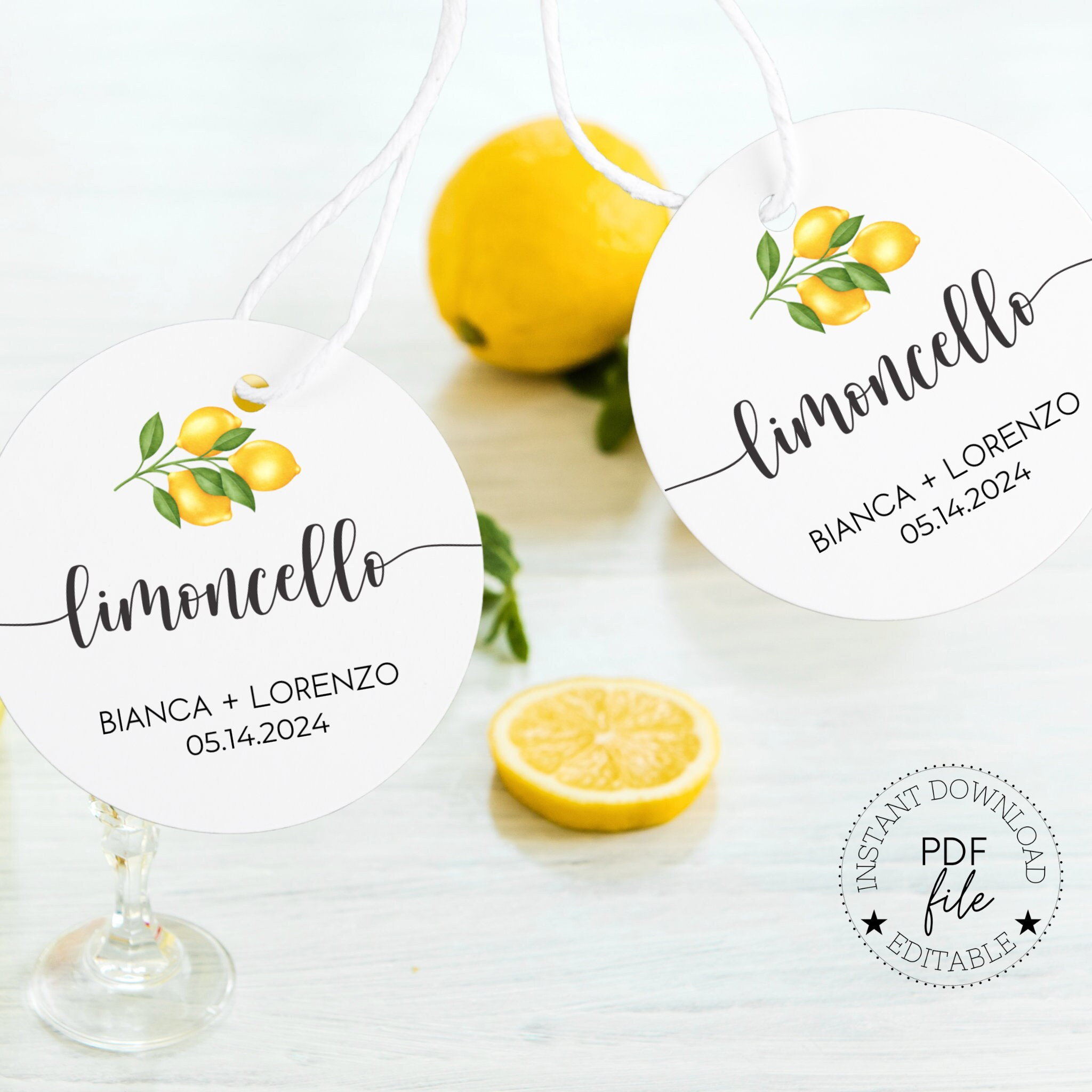 PH Pandahall 30pz Etichette Adesive Bottiglia di Acqua Lemon Bottiglia