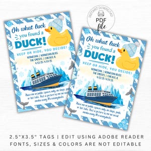 Étiquette cadeau imprimable canards de croisière de l'Alaska, quelle chance vous avez trouvé une étiquette personnalisée de canard, étiquette de canard de bateau de croisière de l'Antarctique, téléchargement immédiat PDF