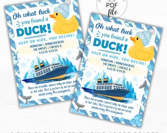 Printable Alaska Cruising Ducks Gift Tag, What Luck You Found a Duck Personalized Tag, Antarctica Cruise Ship Duck Tag, Instant Download PDF