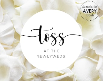 Toss At The Newlyweds Stickers | Wedding Petal Toss Round Labels and Tags | Printable Wedding Exit Confetti Toss Labels | Instant Download