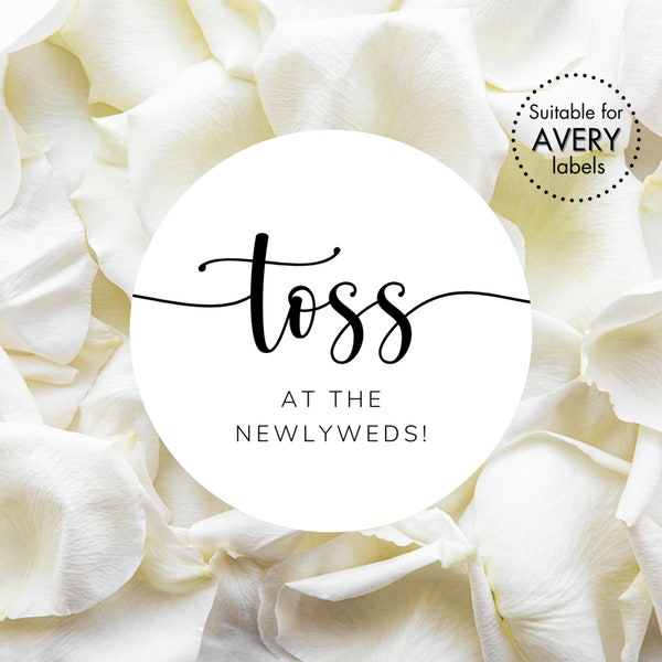 Toss At The Newlyweds Stickers | Wedding Petal Toss Round Labels and Tags | Printable Wedding Exit Confetti Toss Labels | Instant Download