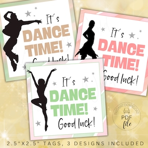 Dance Good Luck Gift Tags, Printable It's Dance Time Good Luck Favor Tags, Dance Competition/Recital Good Luck Tags, Instant Download PDF