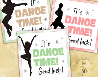 Dance Good Luck Gift Tags, Printable It&#39;s Dance Time Good Luck Favor Tags, Dance Competition/Recital Good Luck Tags, Instant Download PDF