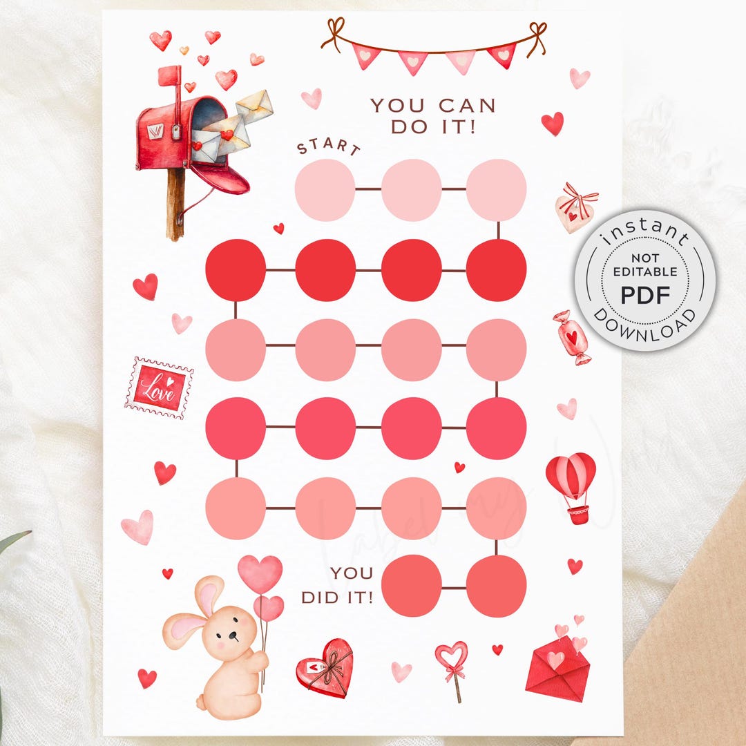 Valentine's Day Reward Chart for Kids, Hearts & Love Theme Behavior ...