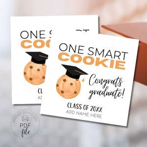Ein Smart Cookie, Geschenkanhänger für Graduierte Personalisierter Abschluss Cookie Favor Tag | Printable Grad Party Tag | Sofort Download PDF