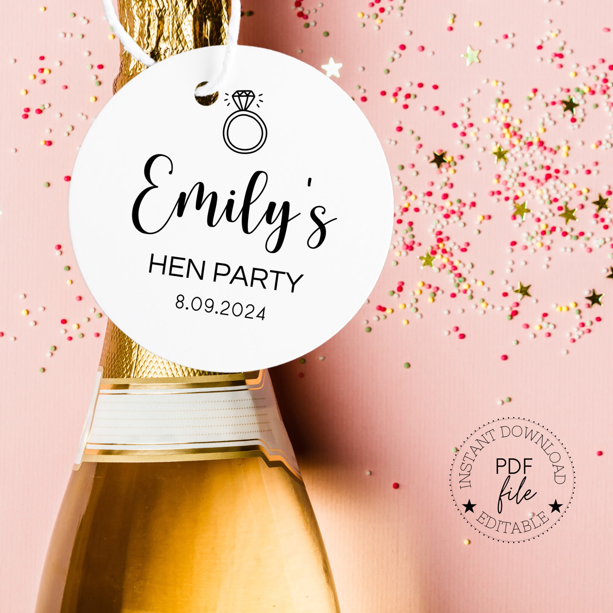 Personalized Hen Party Sticker | Custom Name and Date Bachelorette ...