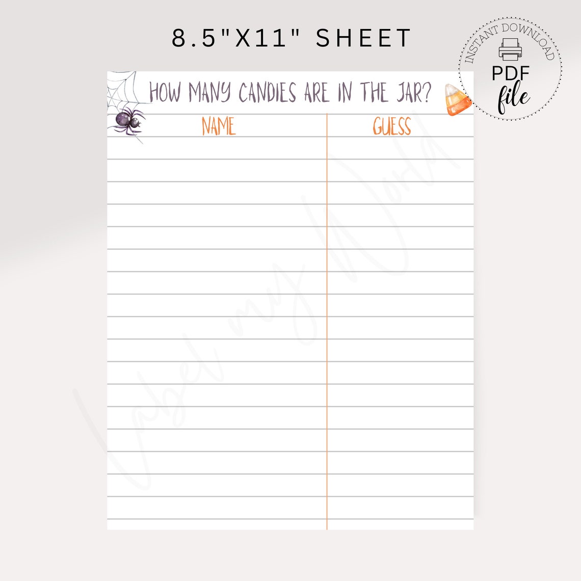Printable Guess How Many Candies Are in the Jar Sign + Sheet, Halloween ...
