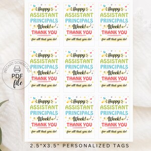 Happy Assistant Principals Week Thank You For All That You Do 2.5x3.5 Treat Tag PDF + JPG
