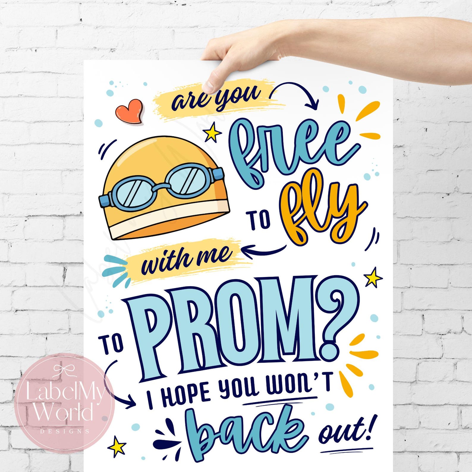 Promposal Example. Sign Swimmer Promposal Sign, Free Fly Back PROM Proposal Poster (PDF + JPG ...