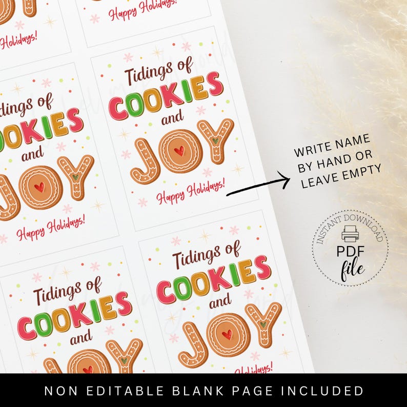 Printable Christmas Cookies Gift Tag, Personalized Tidings of Cookies ...