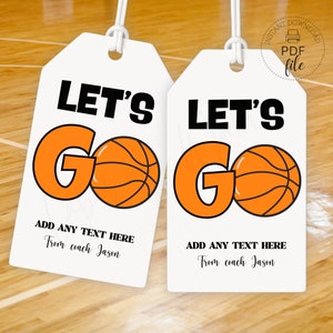 Basketball Team Let's Go Tags | Printable Basketball Good Luck Game Day Snacks Tag | Personalized Basketball Favor Tag, Instant Download PDF
