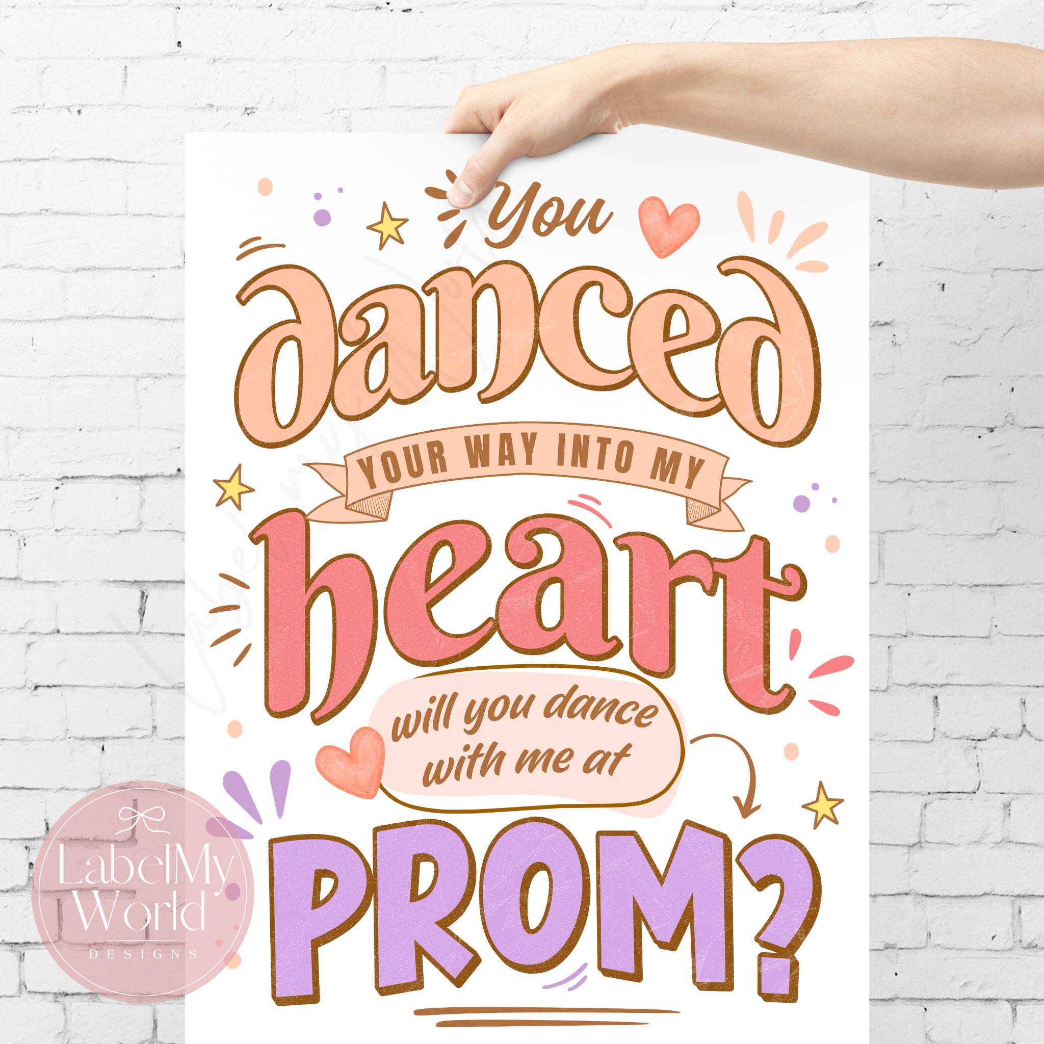 Dancer Promposal Poster, Will You Dance With Me at PROM Sign (PDF + JPG ...
