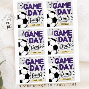 Printable Soccer Game Day Tags, Game Day Treats Good Luck Gift Tag ...