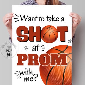 Cartel imprimible de propuesta de baloncesto para graduación. ¿Quieres probar suerte en la graduación? Póster imprimible de 8 x 10, 16 x 20 y 18 x 24, descarga instantánea en formato PDF + JPG