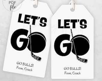 Hockey Team Let's Go Tags | Printable Hockey Good Luck Game Day Treats Tag | Personalized Hockey Snack/Goodie Bag Tag | Instant Download PDF