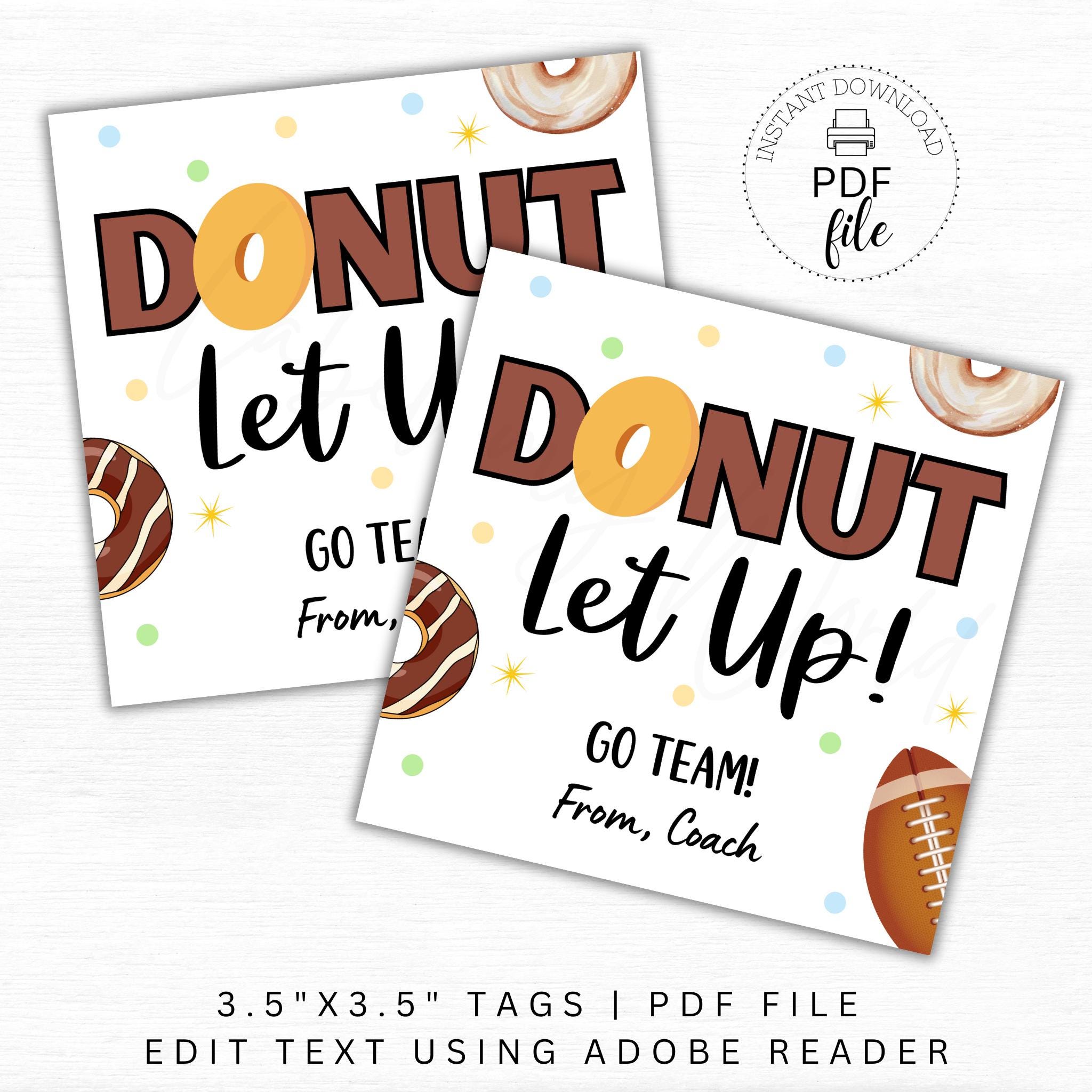 Printable Football Donut Let up Tags, Personalized Football Team Treats ...