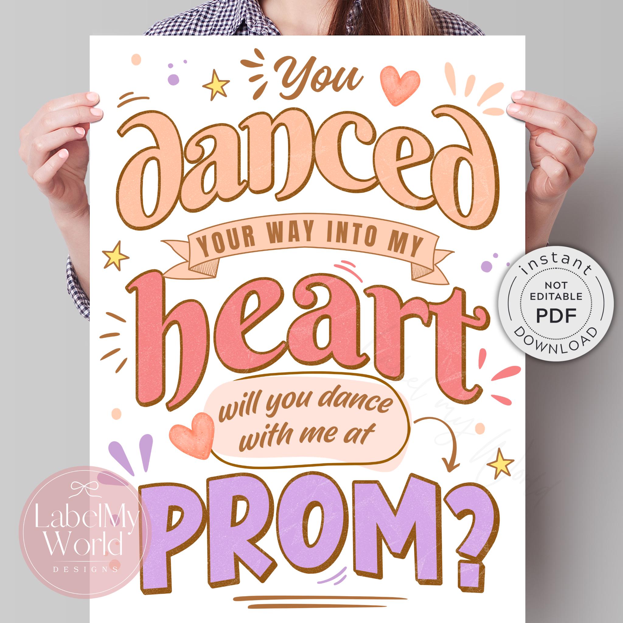 Dancer Promposal Poster, Will You Dance With Me at PROM Sign (PDF + JPG ...