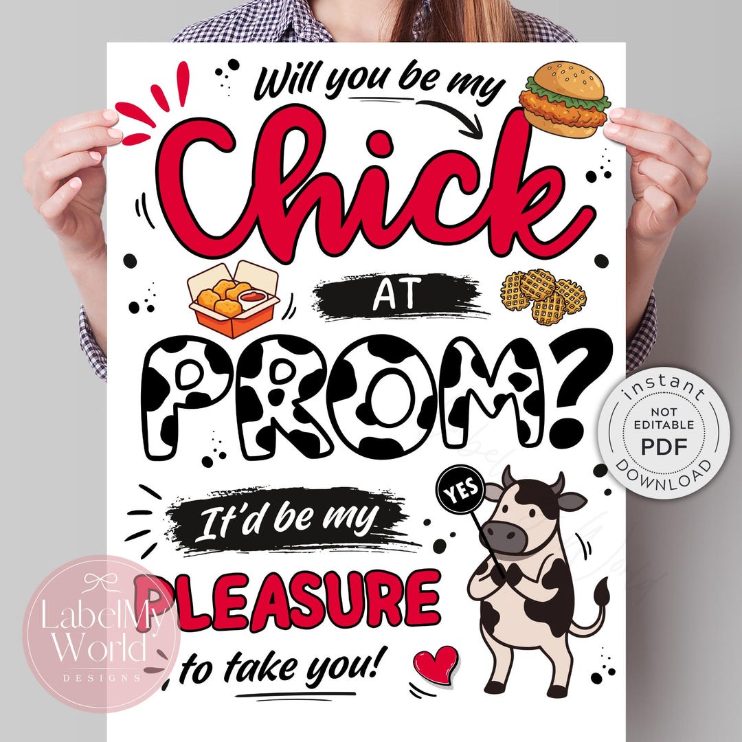 Prom Chicken Be My Chick at PROM Poster, Chicken Promposal Sign (PDF + JPG Download ...