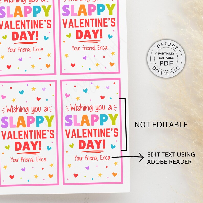 Slappy Valentine's Day Gift Tag, Printable Slap Bracelet Favor Tags ...