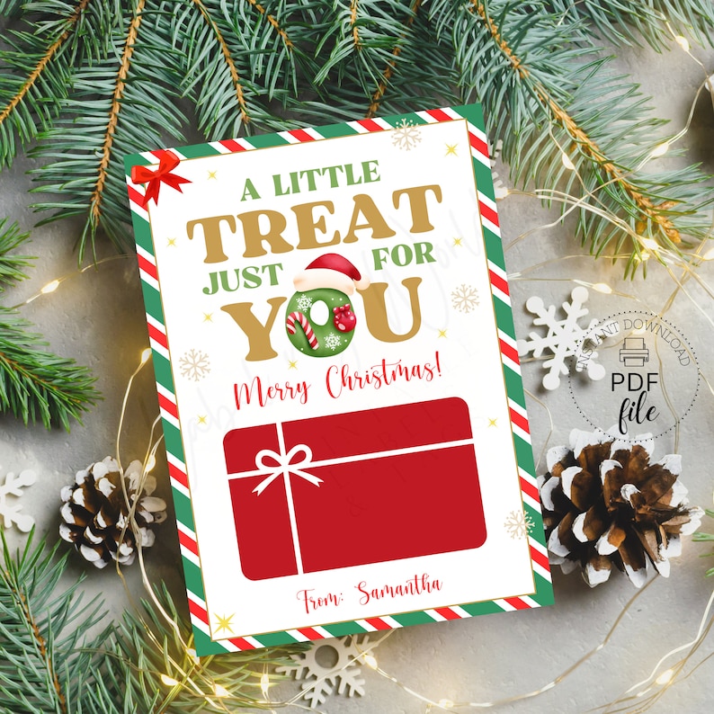 Printable Christmas Treat Gift Card Holder Template | A Little Treat ...