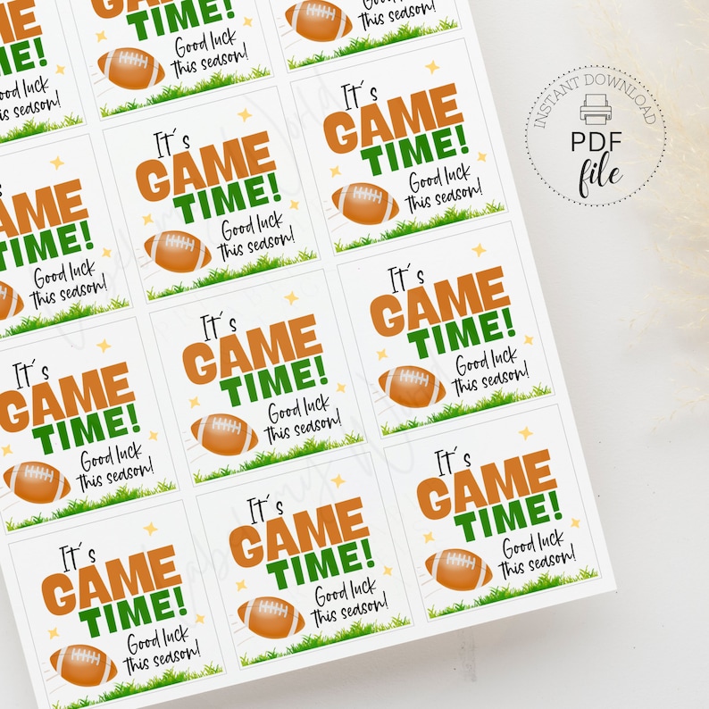 Football Good Luck This Season Tags | It's Game Time! Square Gift Tags ...