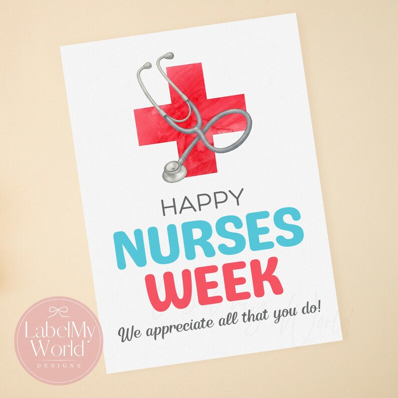 Printable Happy Nurses Week Appreciation Gift Tag (PDF + JPG Download ...
