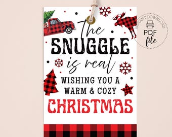 The Snuggle is Real-cadeaulabel, warme en gezellige kerstbedankkaartjes (pdf + JPG-download)