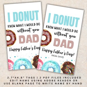 Personalisierter Vatertags-Donut-Tag | Glücklicher Vatertag Geschenkanhänger | Bearbeitbar Ich weiß, was ich ohne Sie tun würde Papa Rechteck Geschenkanhänger
