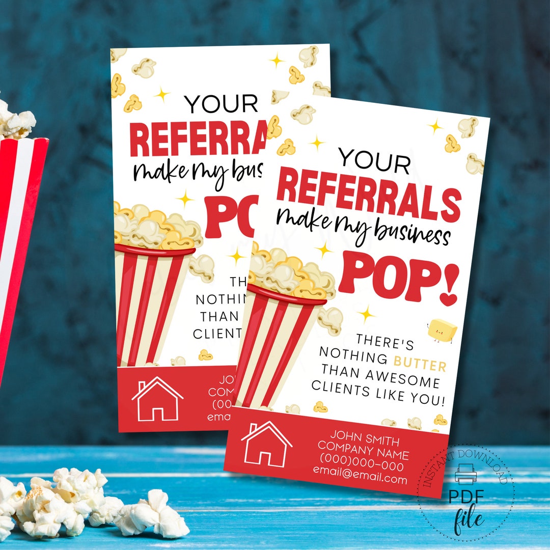 Popcorn Pop by Tag Your Referrals Make My Business Pop Realtor Tag