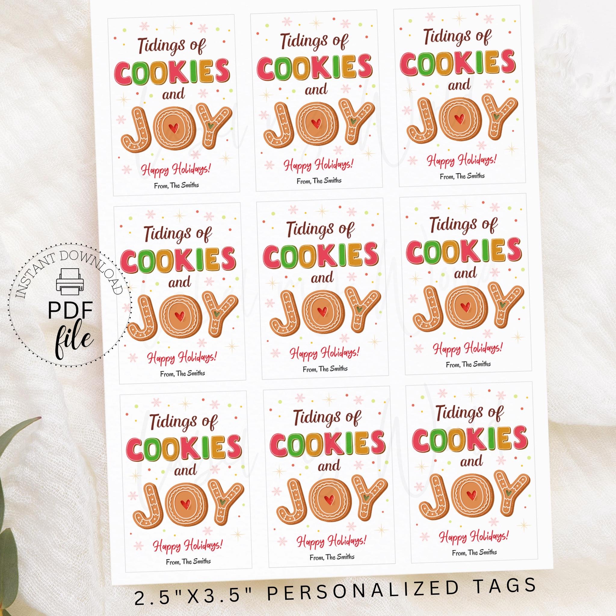 Printable Christmas Cookies Gift Tag, Personalized Tidings of Cookies ...
