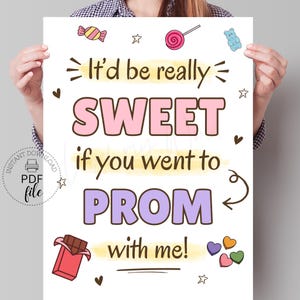 Cartel imprimible de propuesta de chocolate o caramelo. Sería muy dulce si fueras al baile de graduación conmigo. Póster de 8 x 10, 16 x 20 y 18 x 24. Descarga instantánea en PDF y JPG.