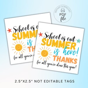 End of School Tag | Teacher Thank You Gift Tag | School is Out Summer ...