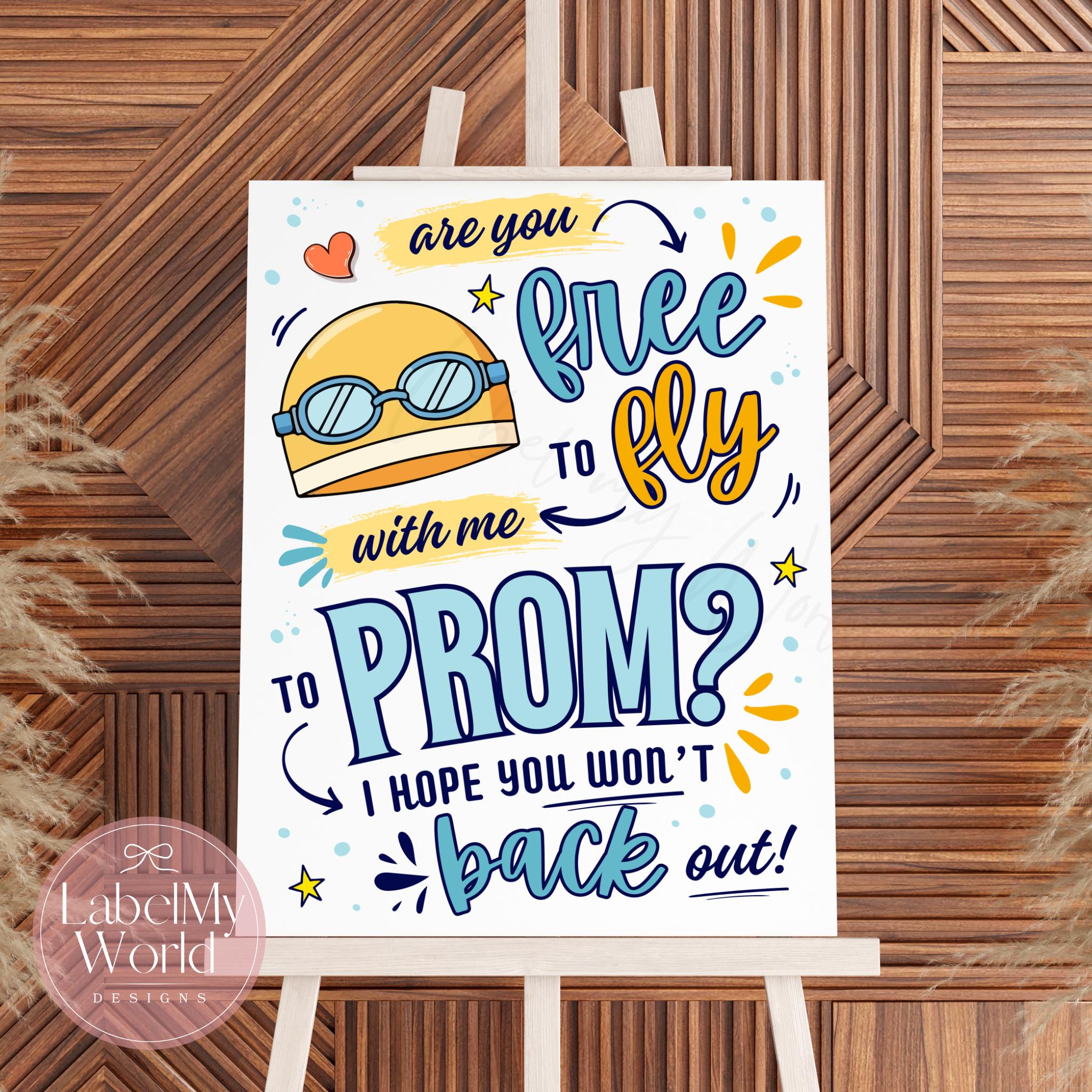 Promposal Sign Track Swimmer Promposal Sign, Free Fly Back PROM Proposal Poster (PDF + JPG ...
