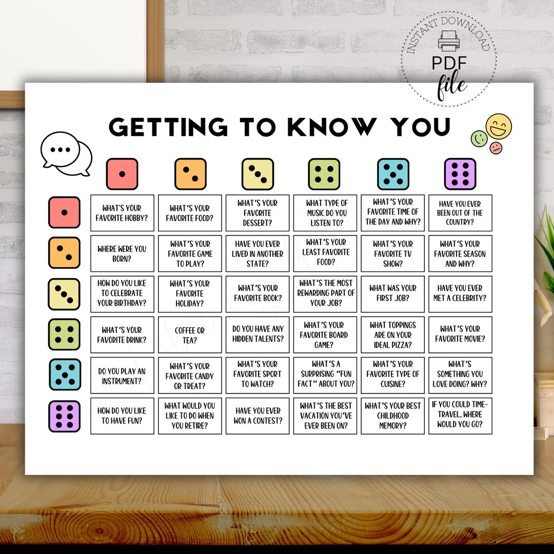 Getting to Know You Icebreaker Dice Game, Roll and Tell Game Template ...