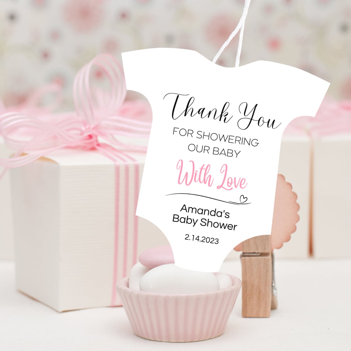 Printable Onesie Favor Tag PDF Template Boy & Girl Baby Shower Editable