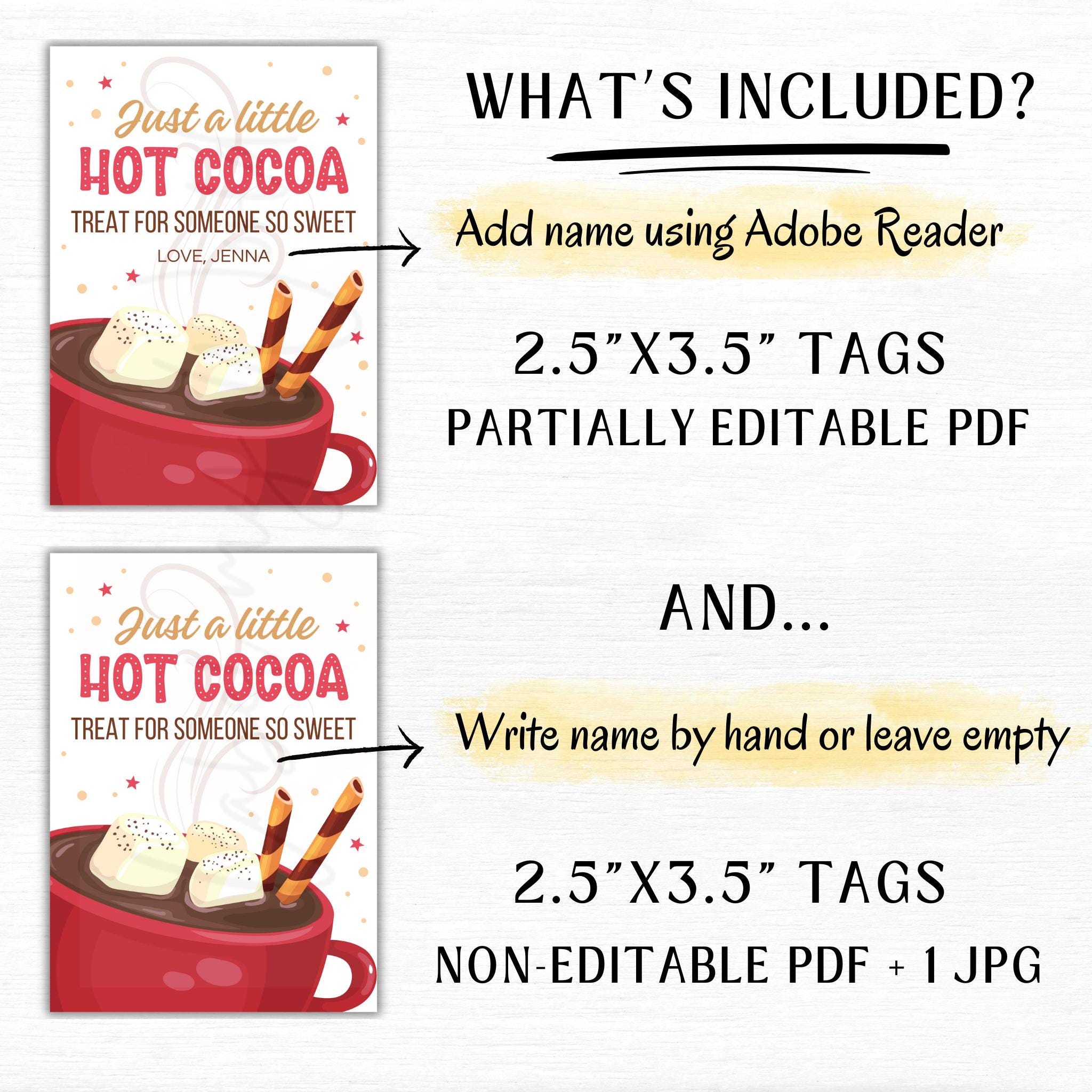 Hot Case Tags Printable Christmas Hot Chocolate Gift Tag, Personalized Just a Little ...