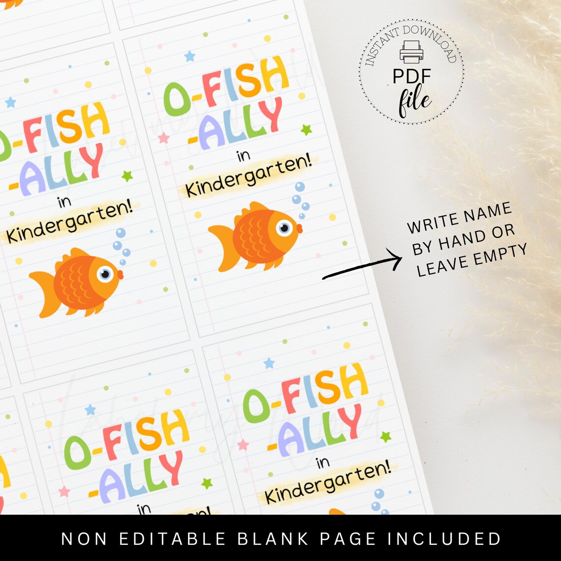 O-fish-ally in Kindergarten Printable Gift Tag, Back to School Goldfish ...