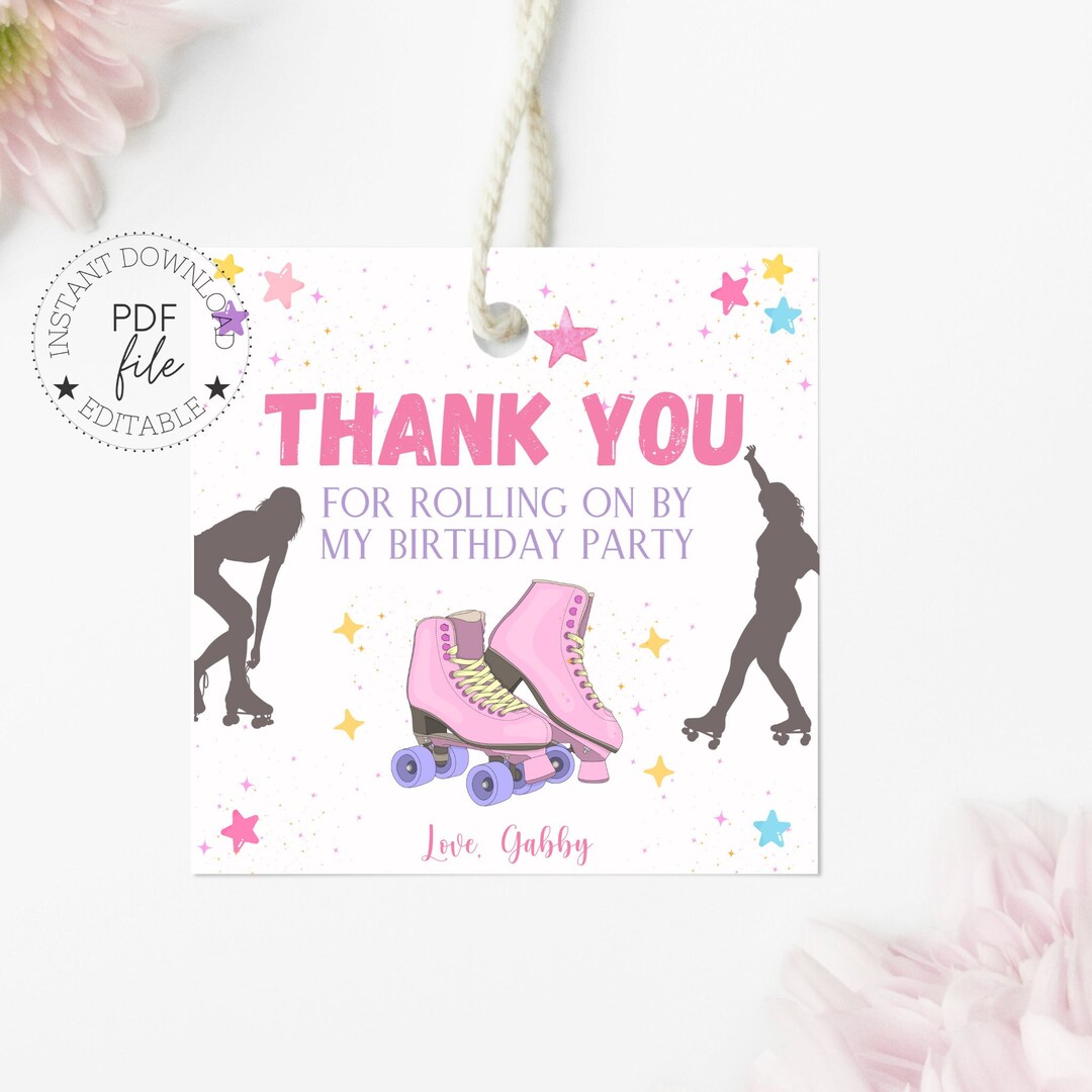 Printable Roller Skating Birthday Party Favor Tags - Etsy